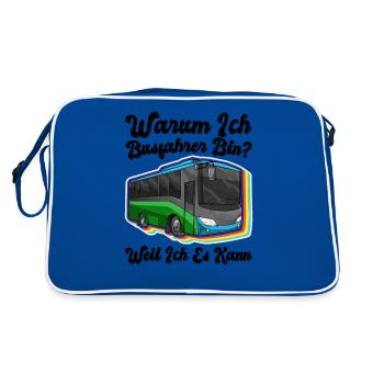 Busfahrer Buslenker Schulbus Beruf Kraftfahrer - Retro Tasche - Blau/Weiß - Hinten