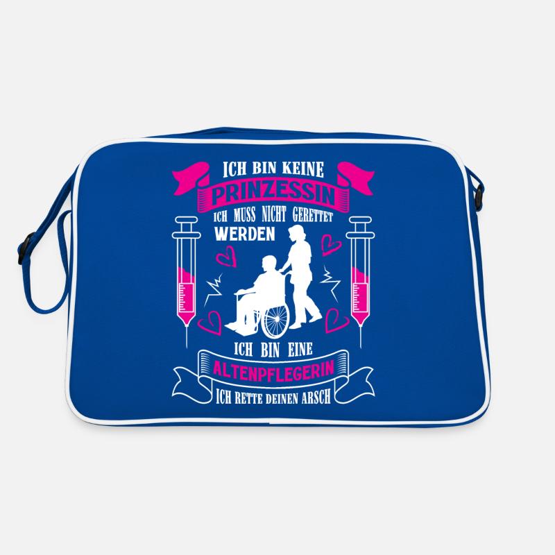 Altenpflegerin Altenpfleger Pfleger Pflegehelfer - Retro Tasche - Blau/Weiß