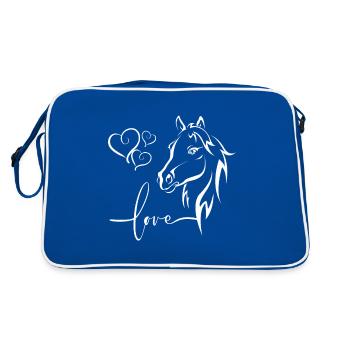 Chevaux coeur amour blanc - Sac Retro - bleu/blanc - Dos