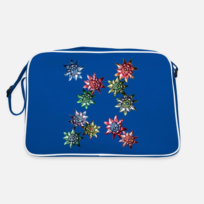 Trachtendesign mit buntem Edelweiss / - Retro Tasche - Blau/Weiß