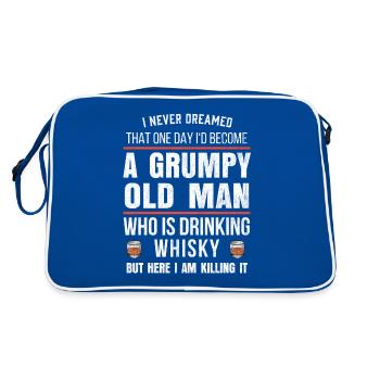 Mens Whiskey Gift For Bourbon Drinkers Funny - Retro Bag - blue/white - Back