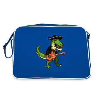 T Rex Mariachi Cinco De Mayo Grafik Dinosaurier - Retro Tasche - Blau/Weiß - Hinten