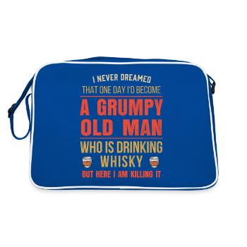 Mens Whiskey Gift For Bourbon Drinkers Funny - Retro Bag - blue/white - Back
