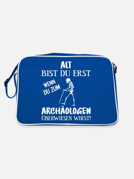 Renter Rente Pension Ruheständler Rentenempfänger - Retro Tasche - Blau/Weiß - Hinten