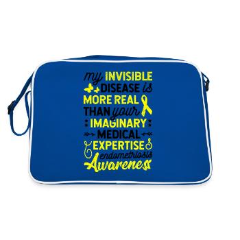 Meine unsichtbare Krankheit, Endometriose Bewusstsein - Retro Tasche - Blau/Weiß - Hinten