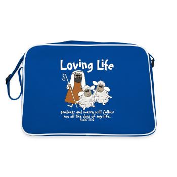Moutons chrétiens de conception avec leur bon berger - Sac Retro - bleu/blanc - Dos