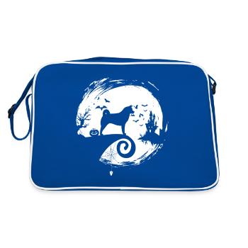 Akita Halloween Costume Moon Silhouette Horror - Retro Bag - blue/white - Back