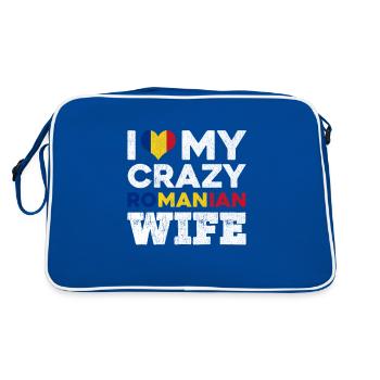 Mens roumain impression | J’aime mon roumain fou - Sac Retro - bleu/blanc - Dos