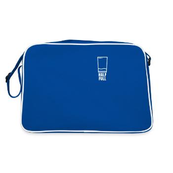 Half Full - Optimist - Good Life - Feel Good - - Retro Tasche - Blau/Weiß - Hinten
