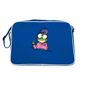 Grenouille montre un majeur - Sac Retro - bleu/blanc - Dos