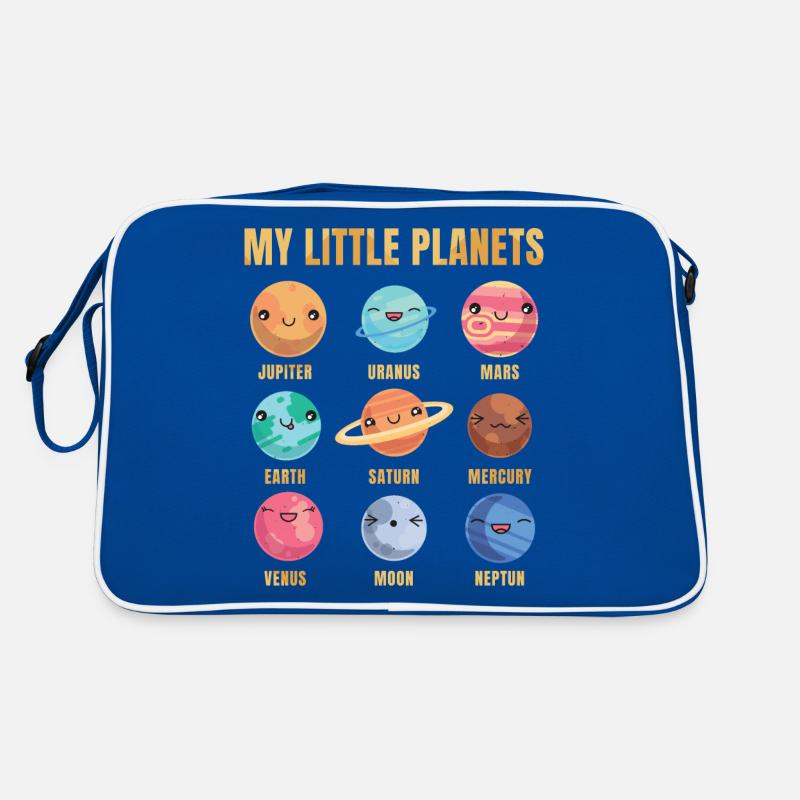 Solar System - Cute Planets - Planet - Galaxy - Retro Tasche - Blau/Weiß