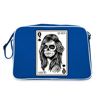 King And Queen Skull - 1/2 Card Hearts Flush - Retro Bag - blue/white - Back