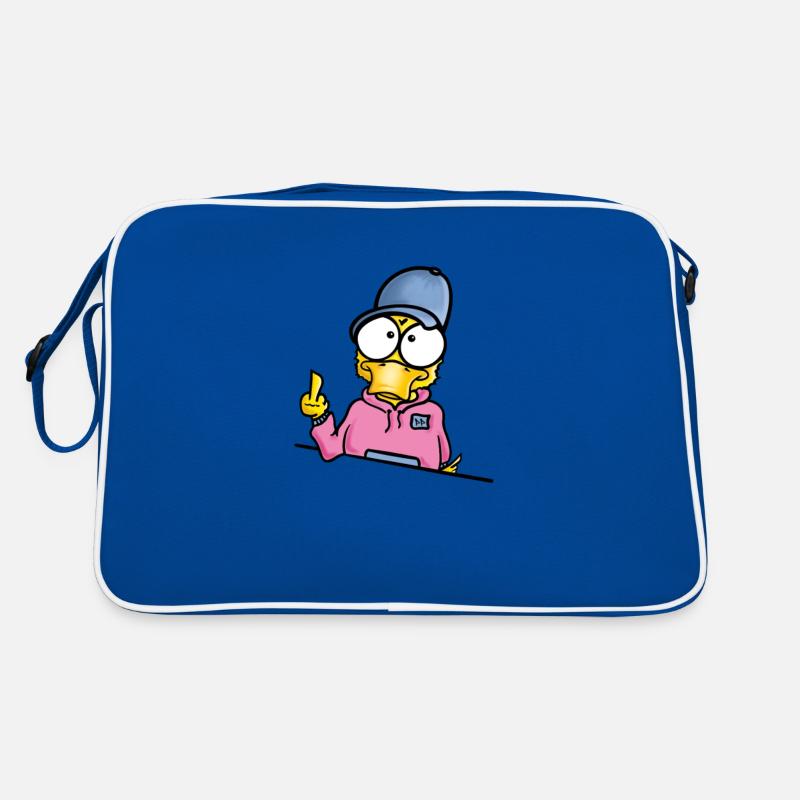 Ente mit Cap Mittelfinger Retro Tasche