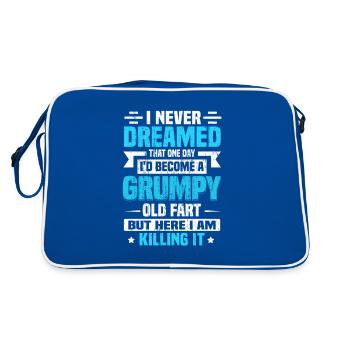 Grumpy Old Fart Geschenk hier bin ich töten es lustig - Retro Tasche - Blau/Weiß - Hinten