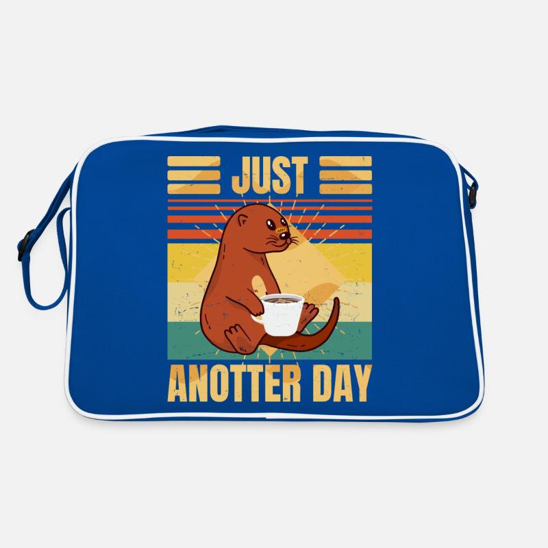 Funny Otter – Just Anotter Day - Retro Coffee - Retro Tasche - Blau/Weiß