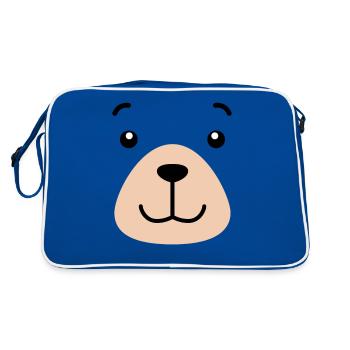 Bear Face - Retro Tasche - Blau/Weiß - Hinten