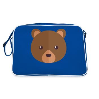 Bear Face - Retro Tasche - Blau/Weiß - Hinten