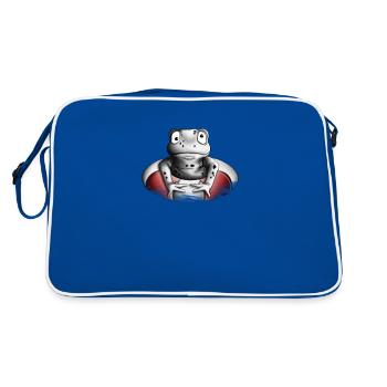 Frog with swimming ring - Retro Bag - blue/white - Back