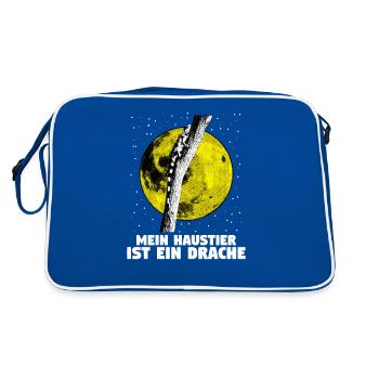 Mein Haustier ist ein Drache Beardie Bartagame - Retro Tasche - Blau/Weiß - Hinten