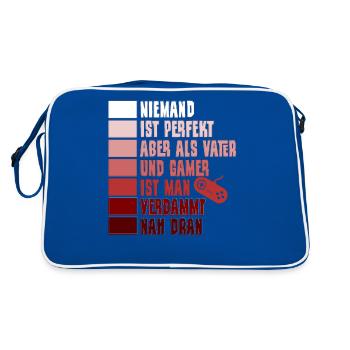 Vater Papa Computerspieler Gamer Zocker Zocken - Retro Tasche - Blau/Weiß - Hinten