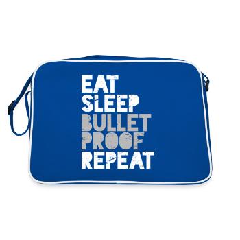 Eat Sleep Bullet Proof Repeat Butter Ketosis - Retro Tasche - Blau/Weiß - Hinten