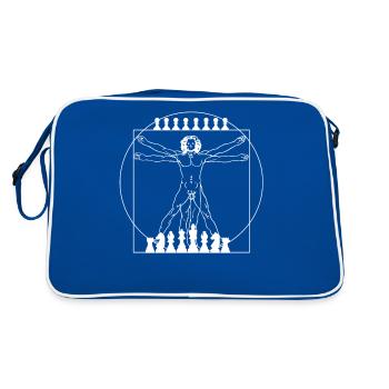 Da Vinci Schach Schachspieler Schachfiguren - Retro Tasche - Blau/Weiß - Hinten