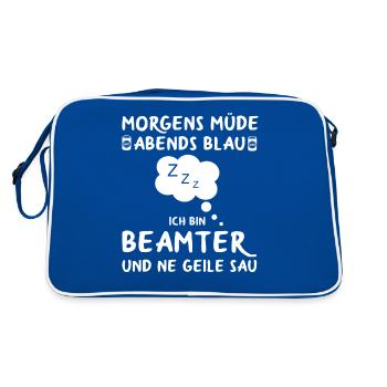 Beamter Verbeamtet Beamten Beamte Sprüche - Retro Tasche - Blau/Weiß - Hinten