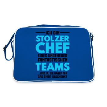 Bester Chef Sprüche Spruch Ich Bin Stolzer Chef Te - Retro Tasche - Blau/Weiß - Hinten