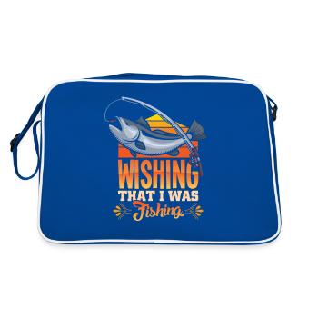 Angeln Angler Fische Fischer Sprüche Petri Heil - Retro Tasche - Blau/Weiß - Hinten