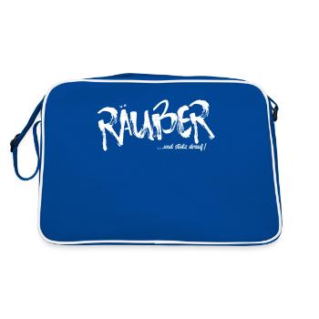 Sprüche - Dorfkind Räuber Und Stolz Drauf - Retro Tasche - Blau/Weiß - Hinten