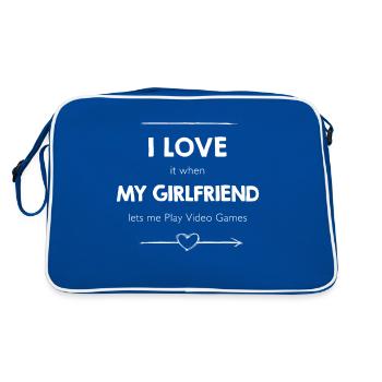 I Love It When My Girlfriend Lets Me Play Video Ga - Sac Retro - bleu/blanc - Dos