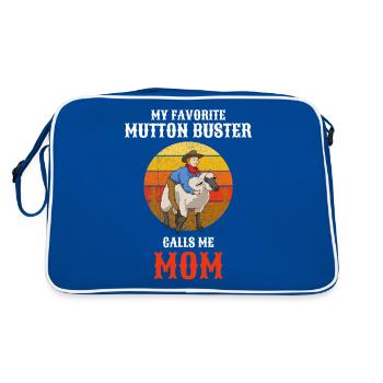 Favorite Mutton Buster Rodeo Mom Sheep Busting - Retro Bag - blue/white - Back