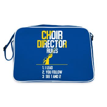 Chorleiter Musiklehrer Spruch Chordirigent - Retro Tasche - Blau/Weiß - Hinten
