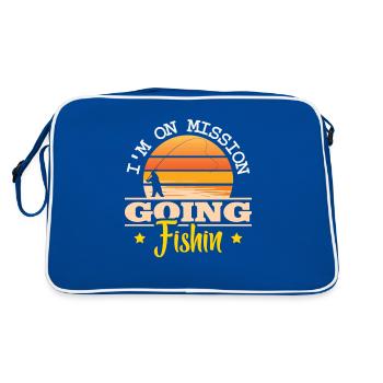Fischer Fisch Angel Sprüche Lustig Angler - Retro Tasche - Blau/Weiß - Hinten