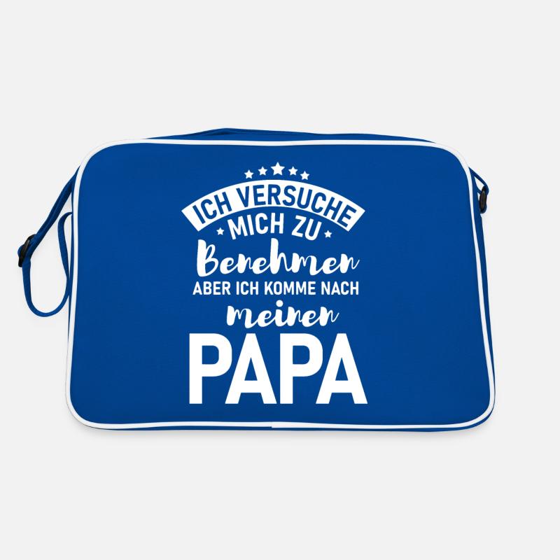 Ich versuche mich zu benehmen Papa Shirt - Retro Tasche - Blau/Weiß