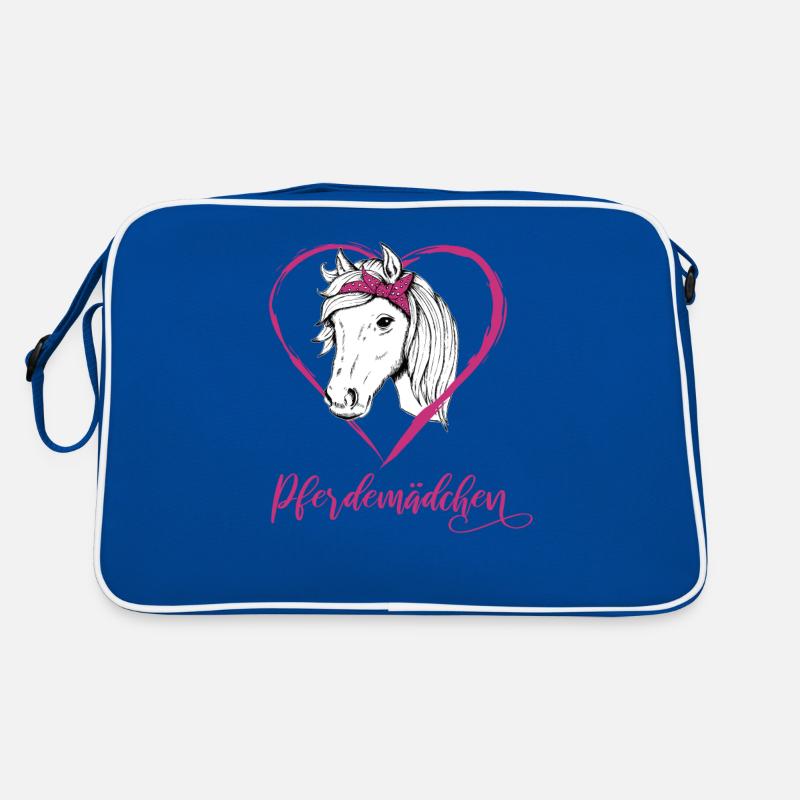 Pferdemädchen Reiten Pferde Herz Geschenk Retro Tasche