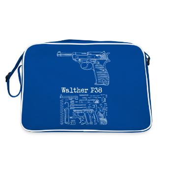 Antique Vintage WWII Walther P38 - Retro Bag - blue/white - Back