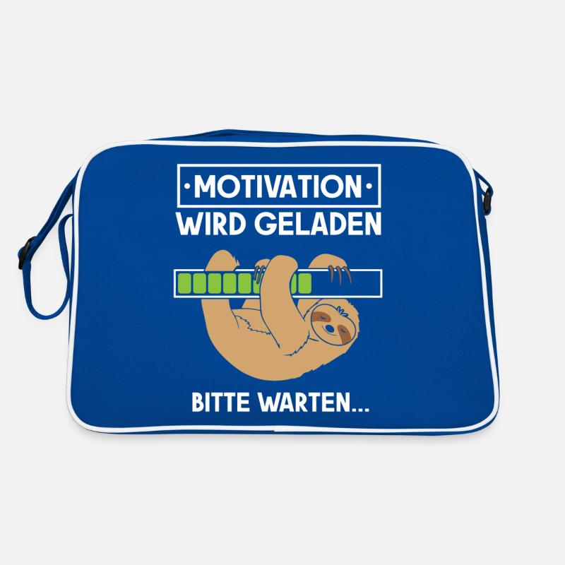 Motivation wird geladen Faultier - Retro Tasche - Blau/Weiß