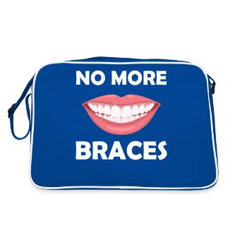 Keine Zahnspangen mehr zeigen Ihr neues Smile-Zitat - Retro Tasche - Blau/Weiß - Hinten