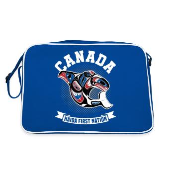 Canada Native Haida "Eagle Whale" - Retro Bag - blue/white - Back