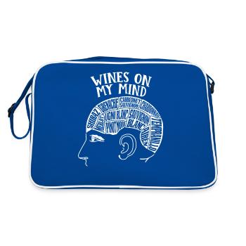 Wine Drinking for Wine Lovers design - Sac Retro - bleu/blanc - Dos