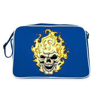 Crâne brûlant / flammes du crâne - Sac Retro - bleu/blanc - Dos