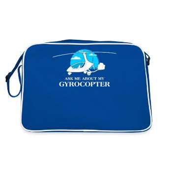 Ask Me About My Pilot Aviation Lover Gyrocopter - Retro Bag - blue/white - Back