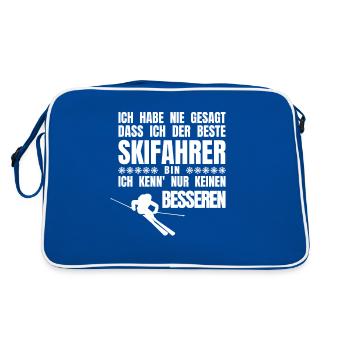Der Beste Skifahrer - witziger Spruch Ski - Retro Tasche - Blau/Weiß - Hinten