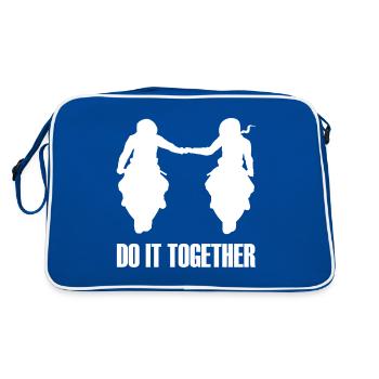 Bikercouple Ensemble Cher Couple de Moto Couples - Sac Retro - bleu/blanc - Dos