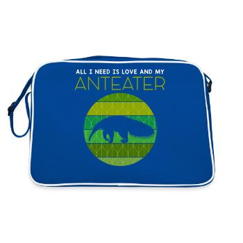 Funny I Need Love Anteater Animal Lovers drucken - Retro Tasche - Blau/Weiß - Hinten
