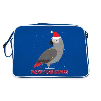 Merry Christmas Santa Grey Parrot String lights - Retro Bag - blue/white - Back