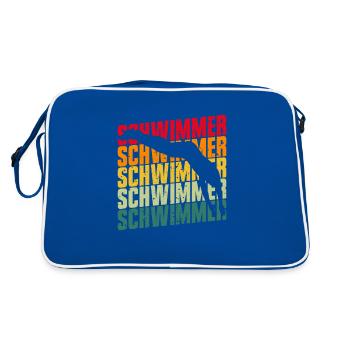 Schwimmen Wassersport Brustschwimmen im Schwimmbad - Retro Tasche - Blau/Weiß - Hinten