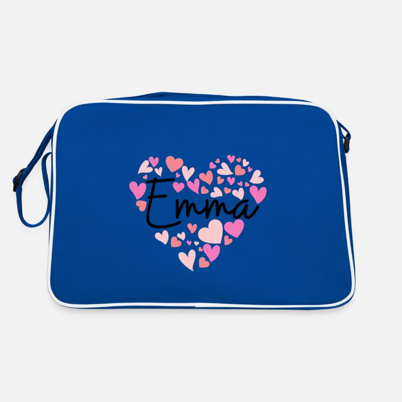 Ich liebe Emma - Retro Tasche - Blau/Weiß