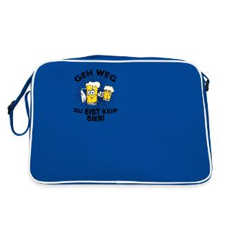 Geh weg du bist kein Bier beer trinken betrunken - Retro Tasche - Blau/Weiß - Hinten